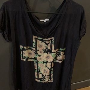 Black floral cross shirt. Size Med